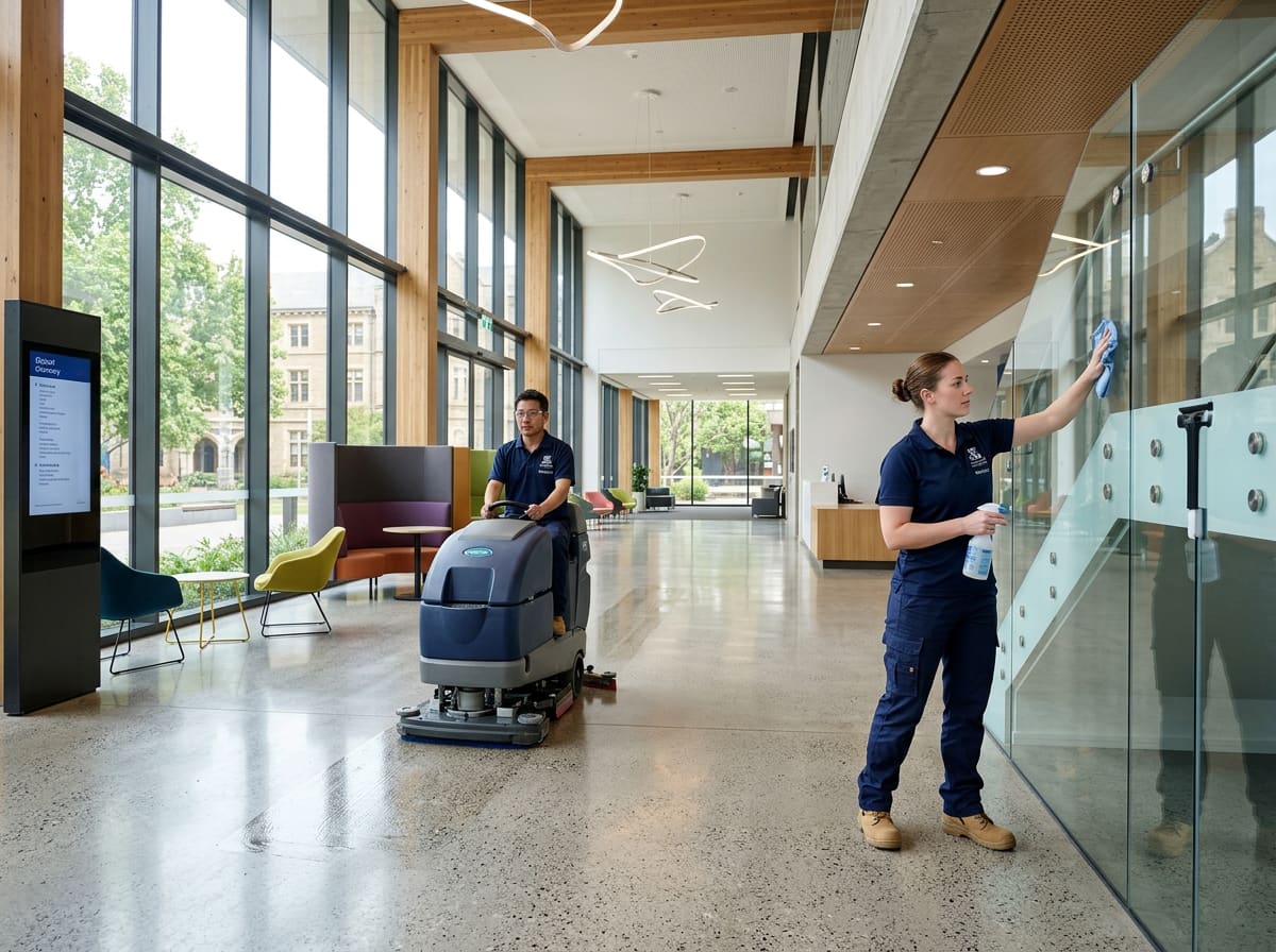 Education and government asset environments including North Metropolitan TAFE maintained by DailyClean.